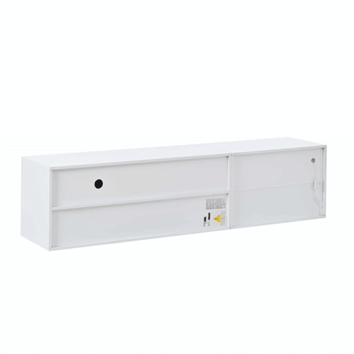 Móvel de TV 180x40x45 cm - 3 portas, vidro temperado, lowboard com iluminação LED, para TVs de até 80 polegadas - branco
