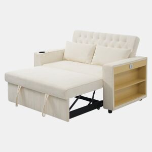 Sofá-cama 2 lugares conversível de tecido,bege