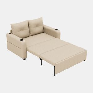 Sofá-cama 2 lugares conversível de algodão e linho,bege