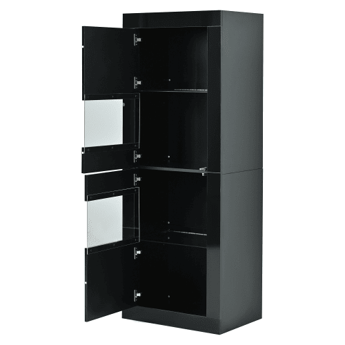 Vitrine de painel de partÃculas com 2 portas e luz led,preto Vitrine de painel de partÃculas com 2 portas e luz led,preto