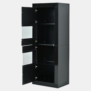 Vitrine de painel de partículas com 2 portas e luz led,preto