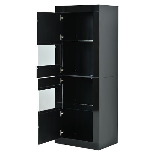 Vitrina de panel de partículas con 2 puertas y luz led,negro