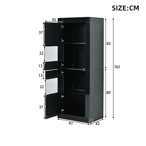 Vitrine de painel de partÃculas com 2 portas e luz led,preto Vitrine de painel de partÃculas com 2 portas e luz led,preto