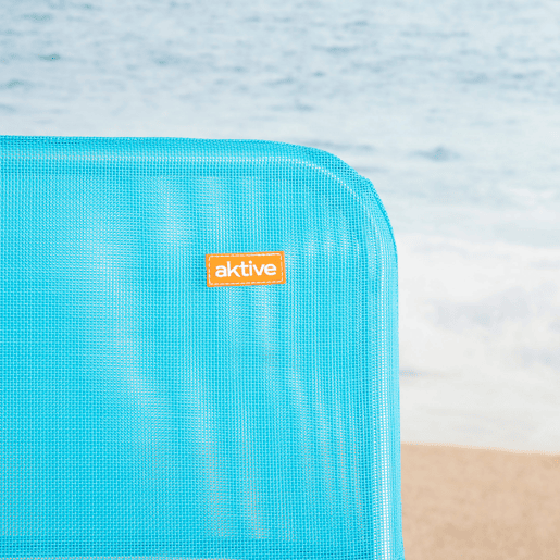 Aktive Conjunto de 2 cadeiras de praia dobráveis 44x40x72 cm azul com pega
