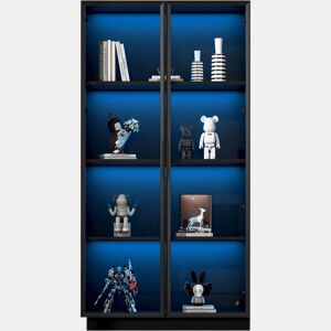 Vitrine de painel de partículas com 2 portas e luz led,preto
