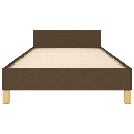 Estrutura de cama de solteiro Design c cabeceira 90x190 cm tecido castanho-escuro