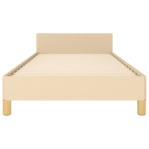 Estrutura de cama de solteiro para adultos c cabeceira tecido cor creme 90x190 cm