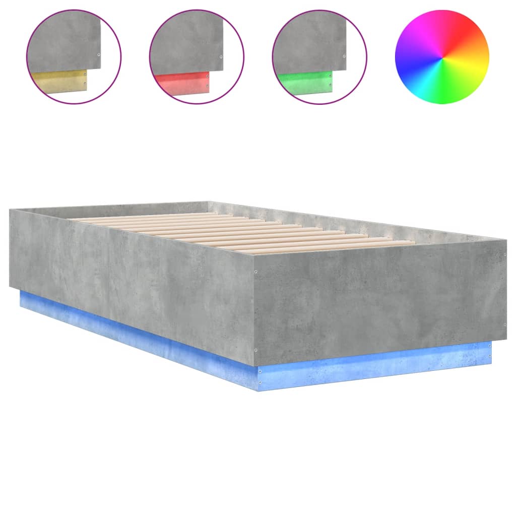 Estructura de cama individual para adultos 93x203 Gris