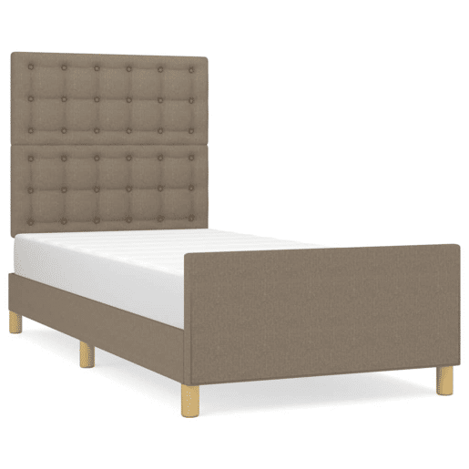 Estrutura de cama de solteiro Design cabeceira 90x190 cm tecido castanho-acinzentado