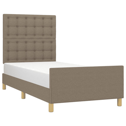 Estrutura de cama de solteiro Design cabeceira 90x190 cm tecido castanho-acinzentado