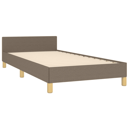Estrutura de cama de solteiro Design cabeceira 90x190 cm tecido castanho-acinzentado