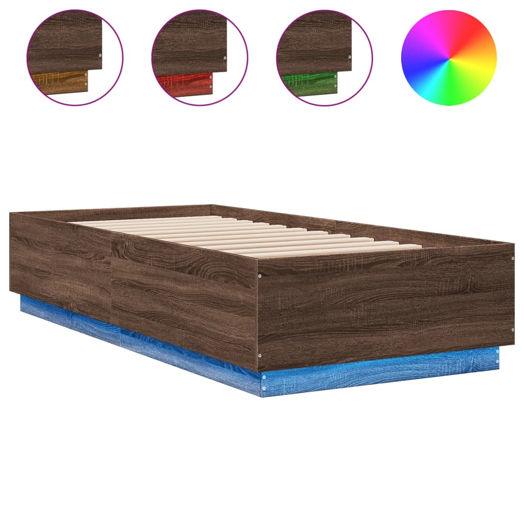 Estructura de cama individual para adultos 93x203 Roble