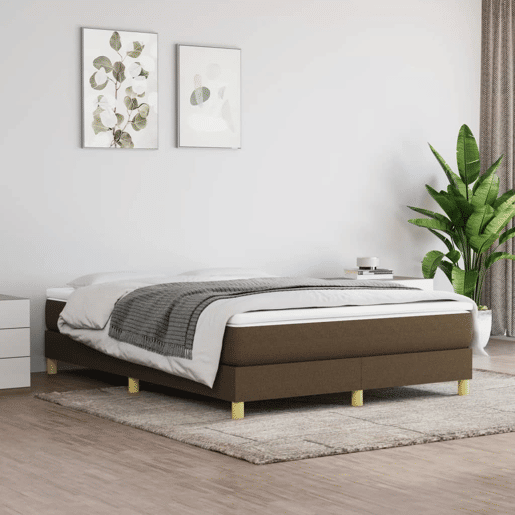 Estrutura de Cama de casal moderno com molas 140x190 cm tecido castanho-escuro