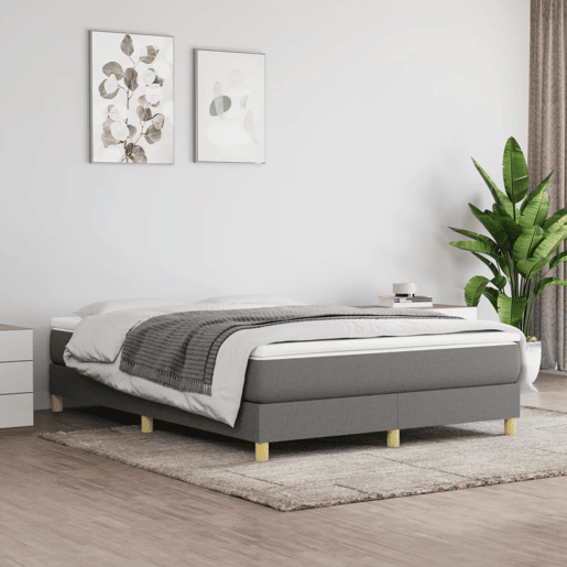 Estrutura de Cama de casal moderno com molas 140x190 cm tecido cinzento-escuro