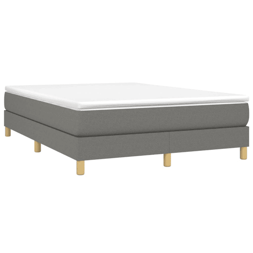Estrutura de Cama de casal moderno com molas 140x190 cm tecido cinzento-escuro