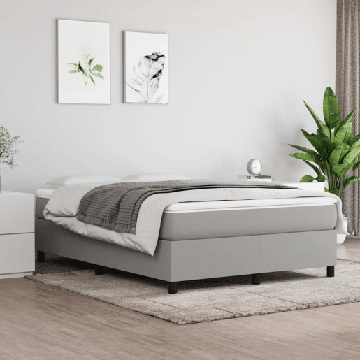 Estrutura de Cama de casal moderno com molas 140x190 cm tecido cinzento-claro