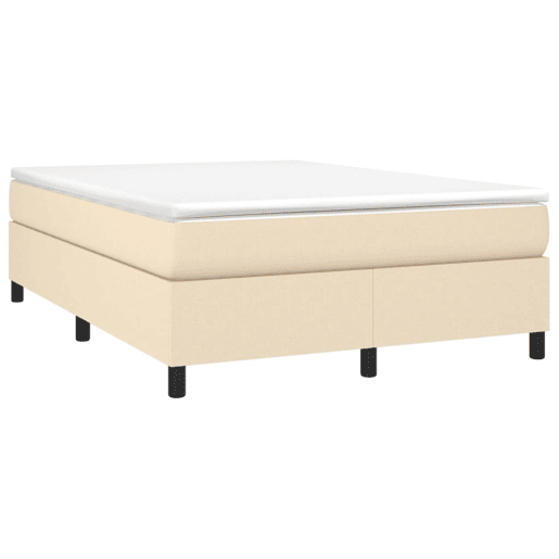 Estrutura de Cama de casal moderno com molas 140x190 cm tecido cor creme