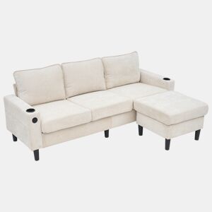 Sofá modular 4 lugares fixa de linho,bege