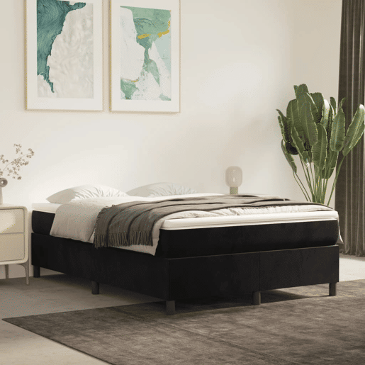 Estrutura de Cama de casal moderno com molas 140x200 cm veludo preto