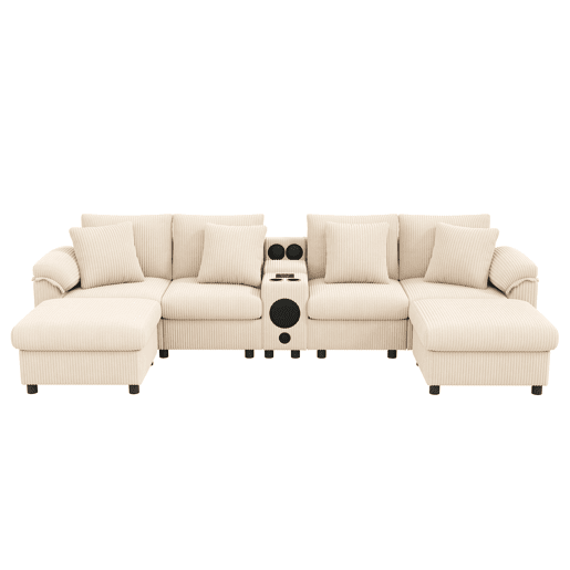 Sofá modular 6 lugares fixa de tecido,bege Sofá modular 6 lugares fixa de tecido,bege