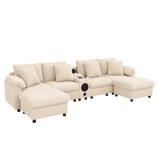 Sofá modular 6 lugares fixa de tecido,bege Sofá modular 6 lugares fixa de tecido,bege