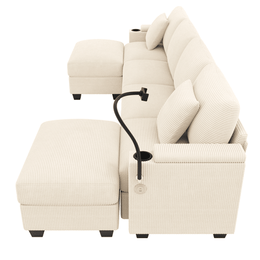 Sofá modular 6 lugares fixa de tecido,bege