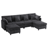 Sofá modular 6 lugares fixa de tecido,cinza