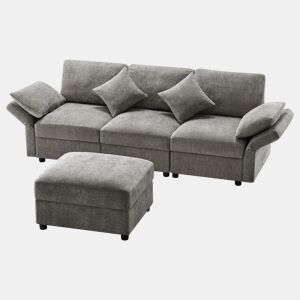 Sofá modular 4 lugares fixa de tecido,cinza