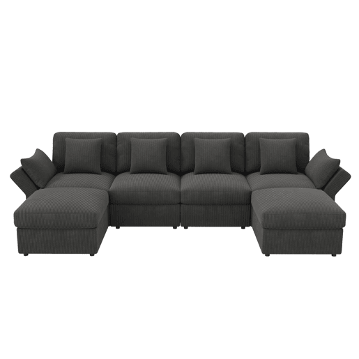 Sofá modular 6 lugares fixa de tecido,cinza Sofá modular 6 lugares fixa de tecido,cinza