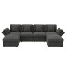 Sofá modular 6 lugares fixa de tecido,cinza