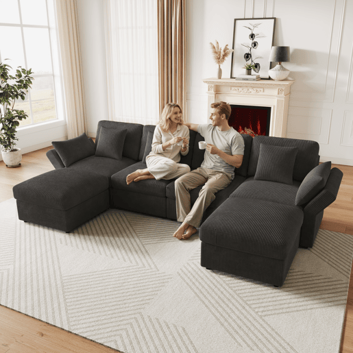 Sofá modular 6 lugares fixa de tecido,cinza Sofá modular 6 lugares fixa de tecido,cinza