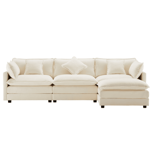 Sofá modular 3 lugares fixa de tecido,bege