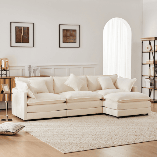 Sofá modular 3 lugares fixa de tecido,bege