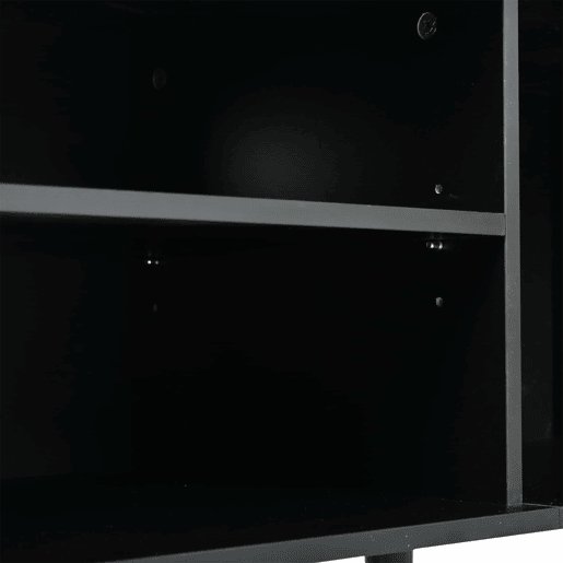 Móvel de TV 175x39,5x53 cm - Lowboard com 2 armários e espaço de armazenamento aberto, suporte para TV até 70 polegadas - Preto