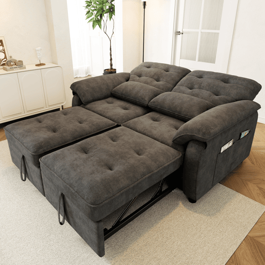 Sofá-cama 2 lugares conversível de tecido,cinza Sofá-cama 2 lugares conversível de tecido,cinza
