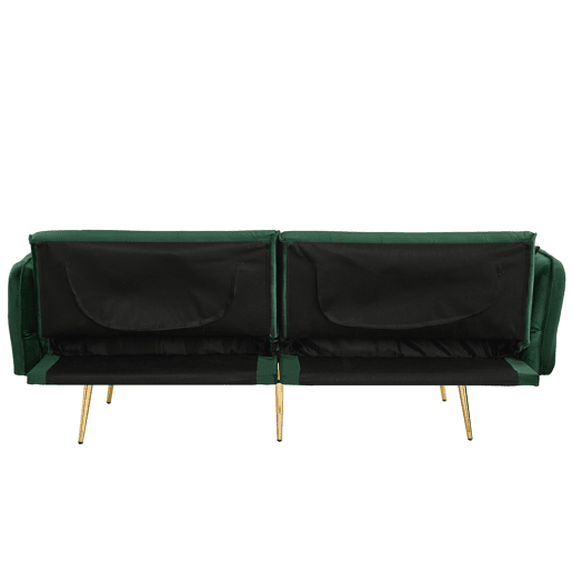 Sofá-cama de 2 lugares - Multifuncional, encosto e apoios de braços ajustáveis, veludo - Verde