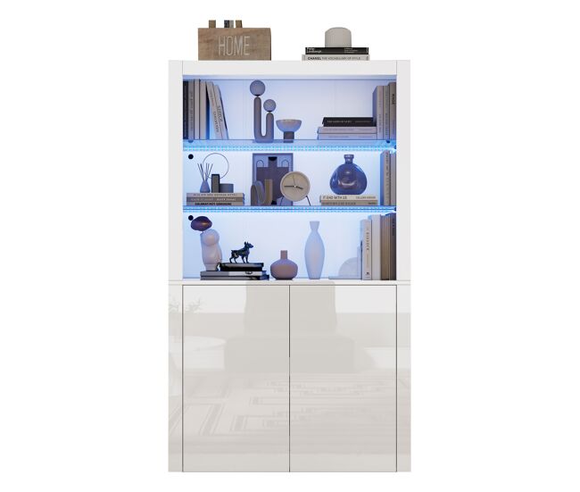 Vitrina de mdf con 2 puertas y luz led,blanco