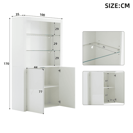 Vitrine de mdf com 2 portas e luz led,branco Vitrine de mdf com 2 portas e luz led,branco