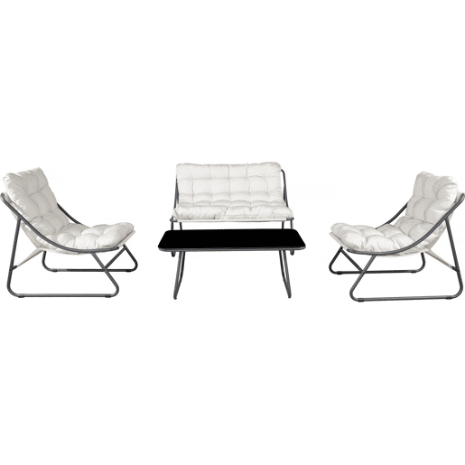 Conjunto de mobiliário de jardim em metal Aria com almofadas - 4 lugares - Bege