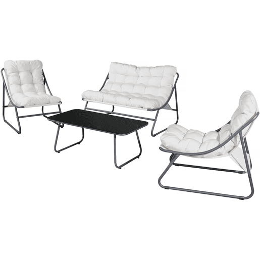Conjunto de mobiliário de jardim em metal Aria com almofadas - 4 lugares - Bege