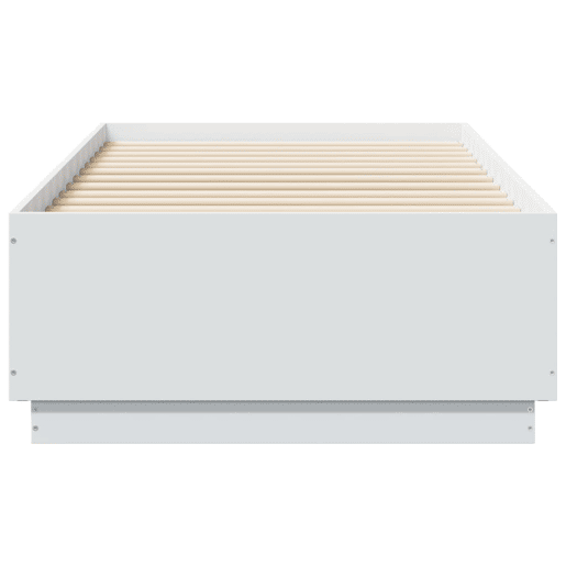 Estrutura de cama de solteiro para adultos c luzes LED 90x190 cm derivados madeira branco