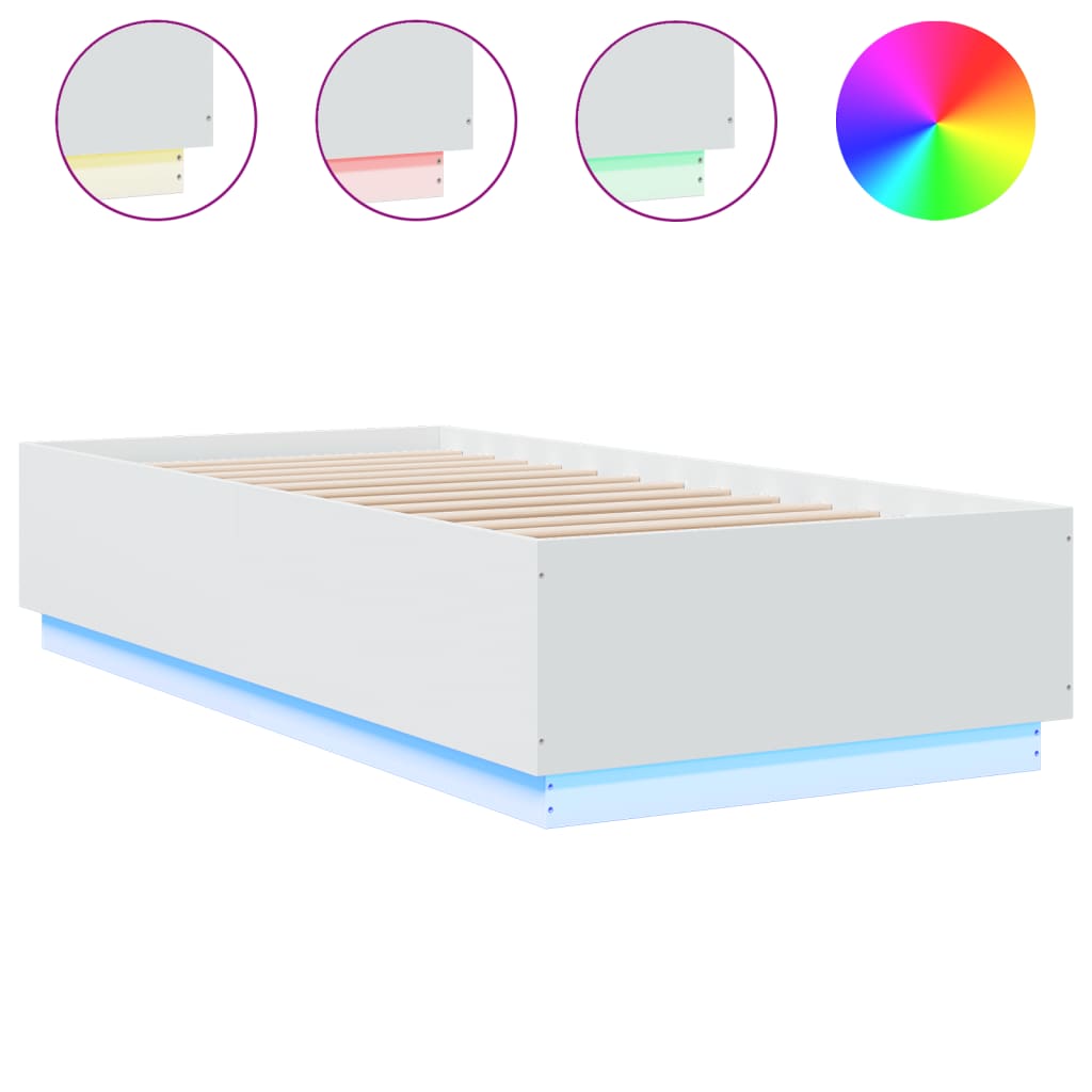 Estructura de cama individual para adultos 93x203 Blanco