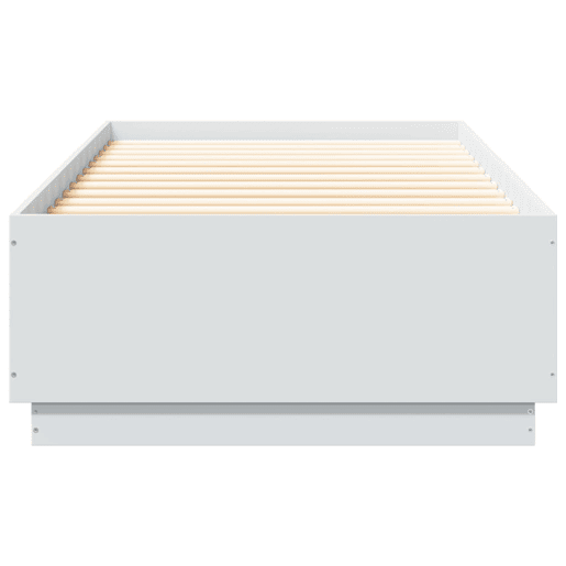 Estrutura de cama de solteiro para adultos c luzes LED 90x200 cm derivados madeira branco