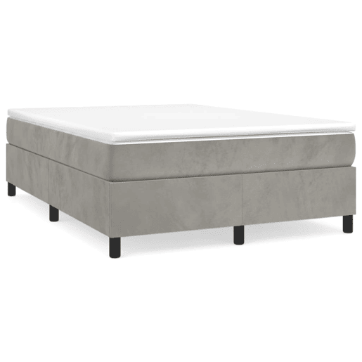 Estrutura de Cama de casal moderno com molas 140x200 cm veludo cinzento-claro