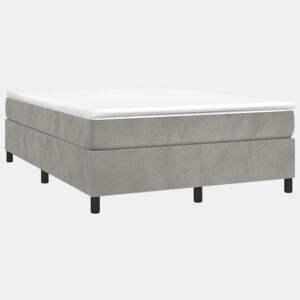 Estrutura de Cama de casal moderno com molas 140x200 cm veludo cinzento-claro