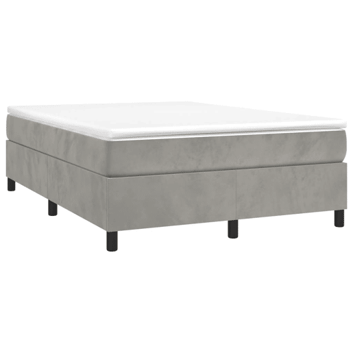 Estrutura de Cama de casal moderno com molas 140x200 cm veludo cinzento-claro