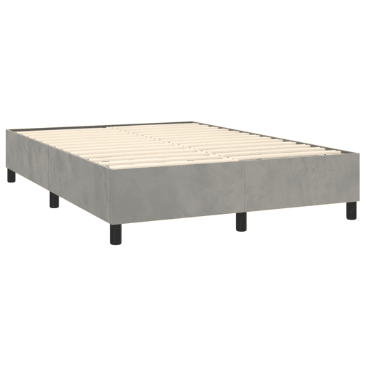 Estrutura de Cama de casal moderno com molas 140x200 cm veludo cinzento-claro