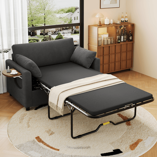Sofá-cama 2 lugares conversível de tecido,cinza
