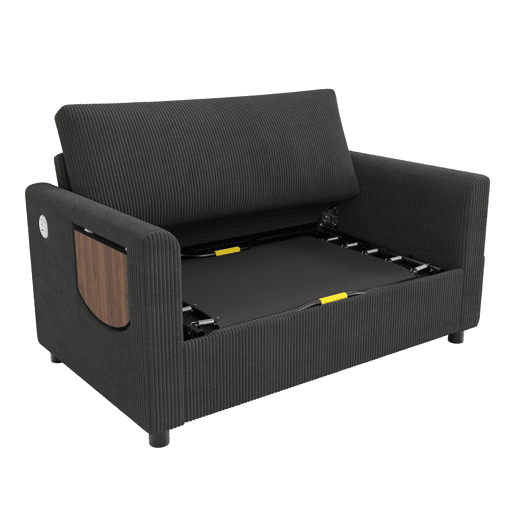 Sofá-cama 2 lugares conversível de tecido,cinza
