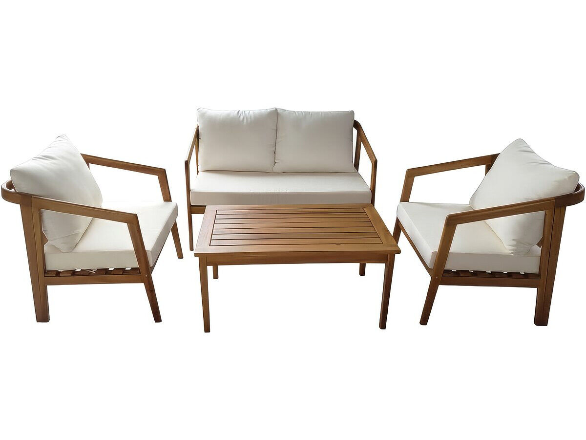 Conjunto de muebles de jardín de madera de acacia con cojines